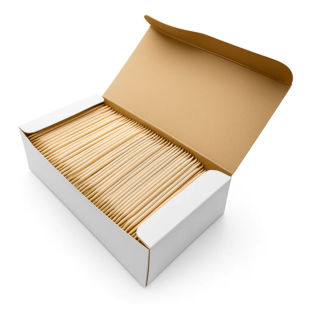 1000 Qty Double Point Birchwood Toothpicks In Cardboard Reusable Box BiteMyWood Brand - Image 3
