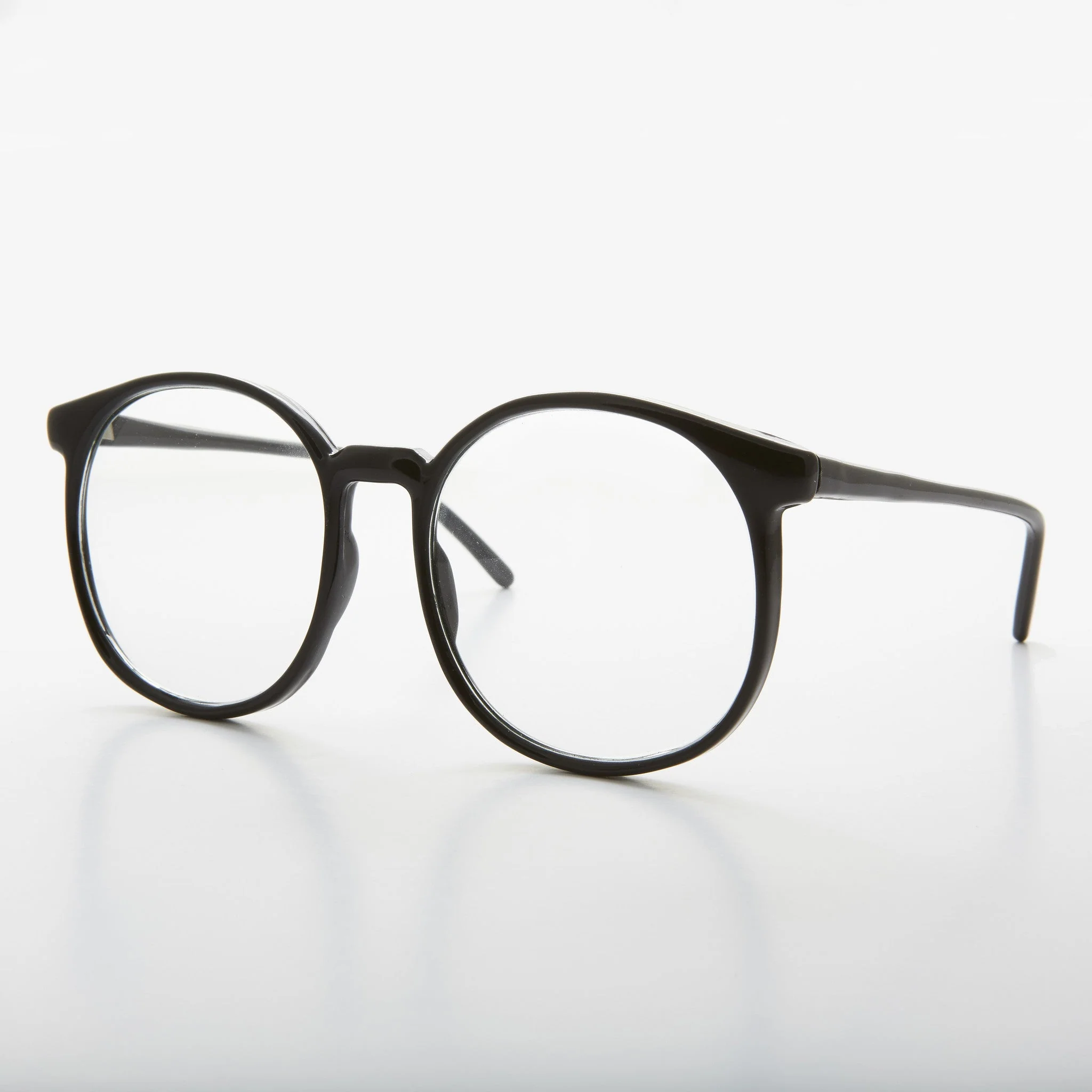 1980s Oversized Black Round Secretary Eyeglasses - Smarty - Image 2
