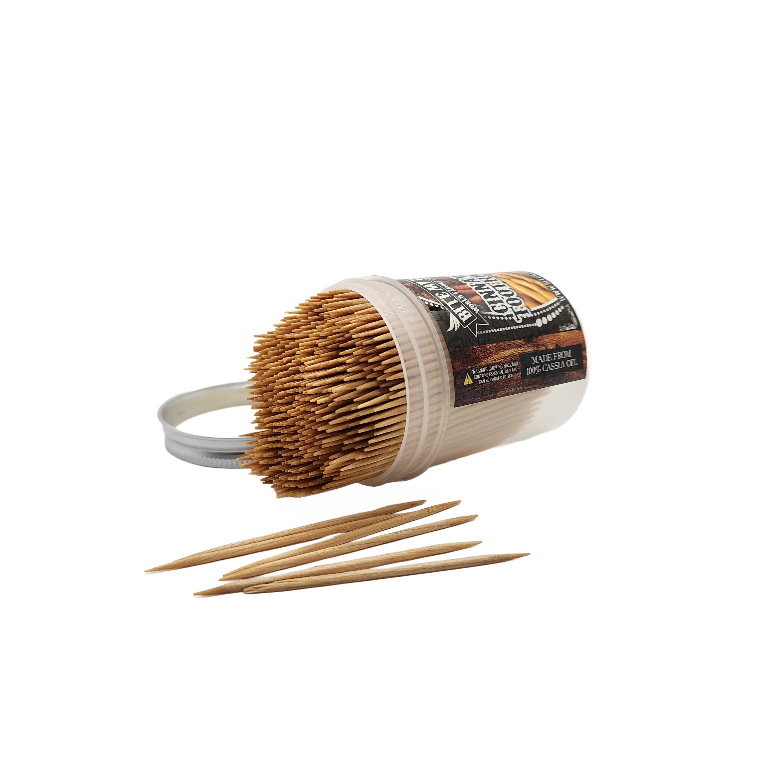 450 Qty BiteMyWood Unflavored Double Point Birchwood Toothpicks DP1 in Reusable Plastic Jar - USA Made - Image 4