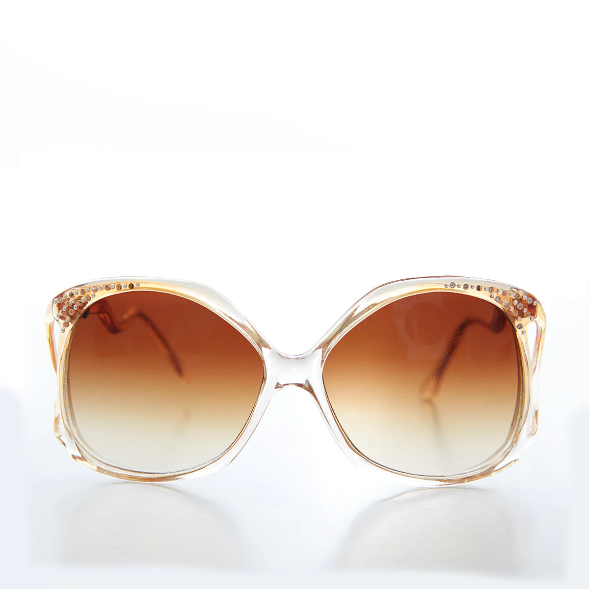 80s Oversized Sunglasses with Rhinestones - Carmine - Image 2