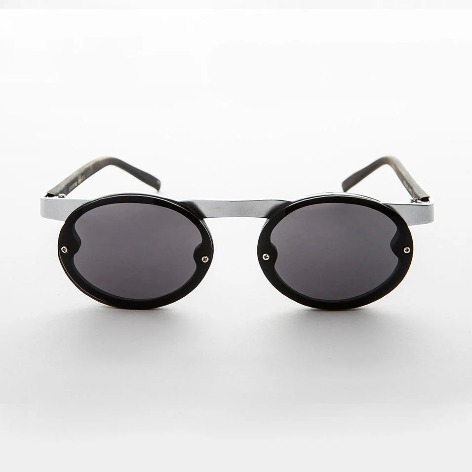 90s Oval Goth Sunglasses with Floating Brow line - Oswald - Image 3