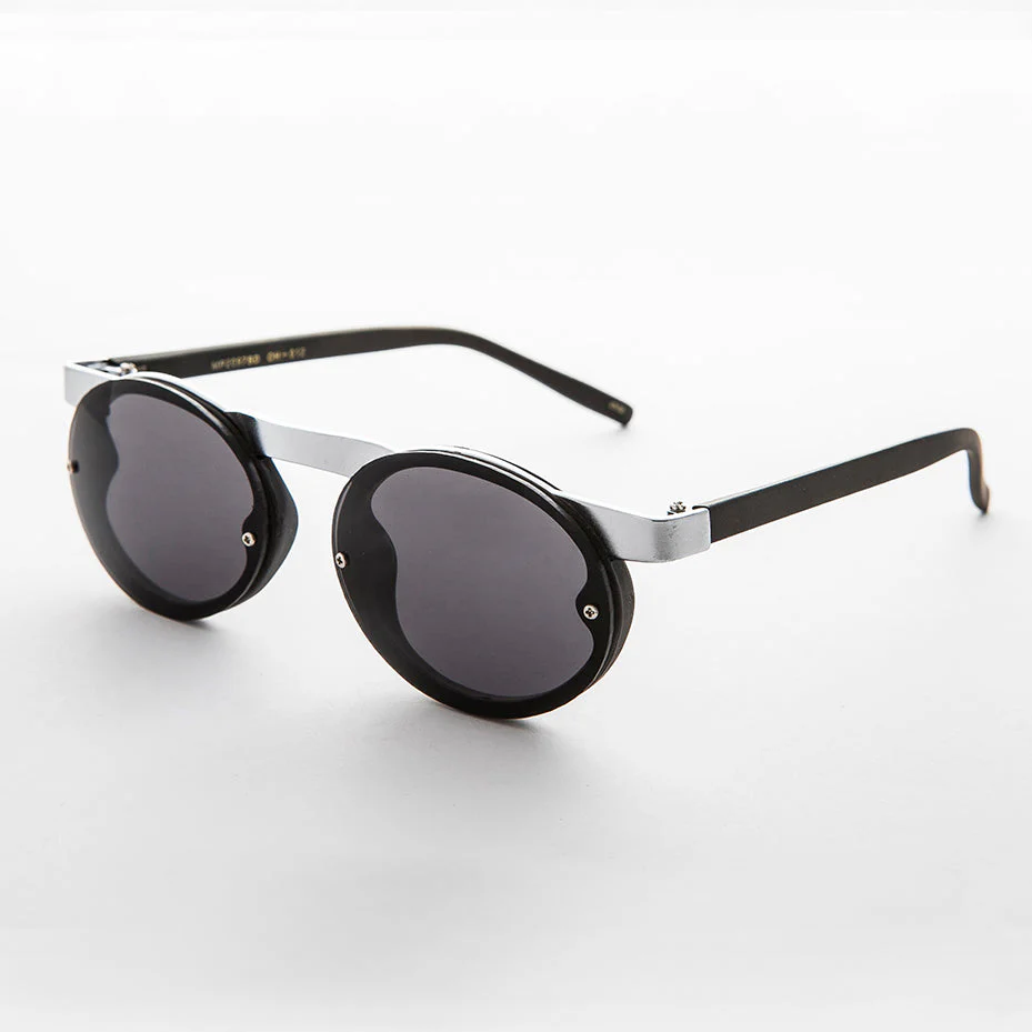 90s Oval Goth Sunglasses with Floating Brow line - Oswald - Image 4