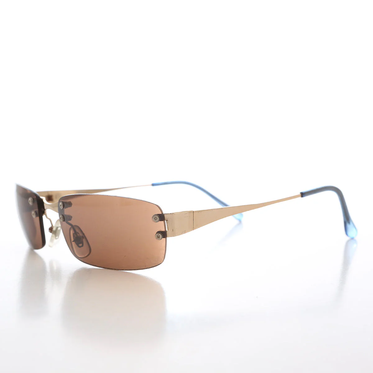 90s Rimless Rectangular Sunglasses - Cordy - Image 2