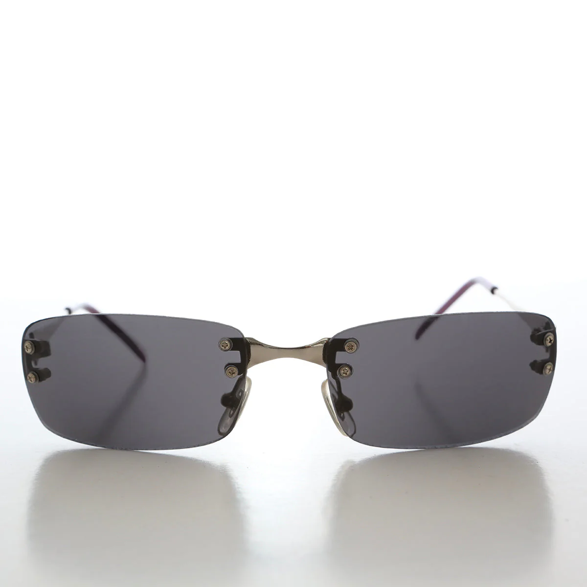 90s Rimless Rectangular Sunglasses - Cordy - Image 3