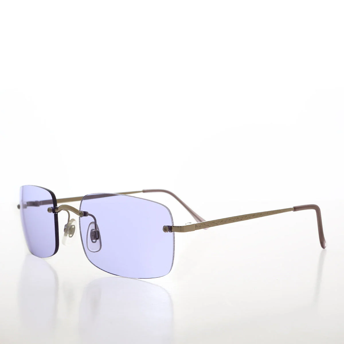 90s Simple Rectangular Rimless Sunglass - Benecia - Image 2