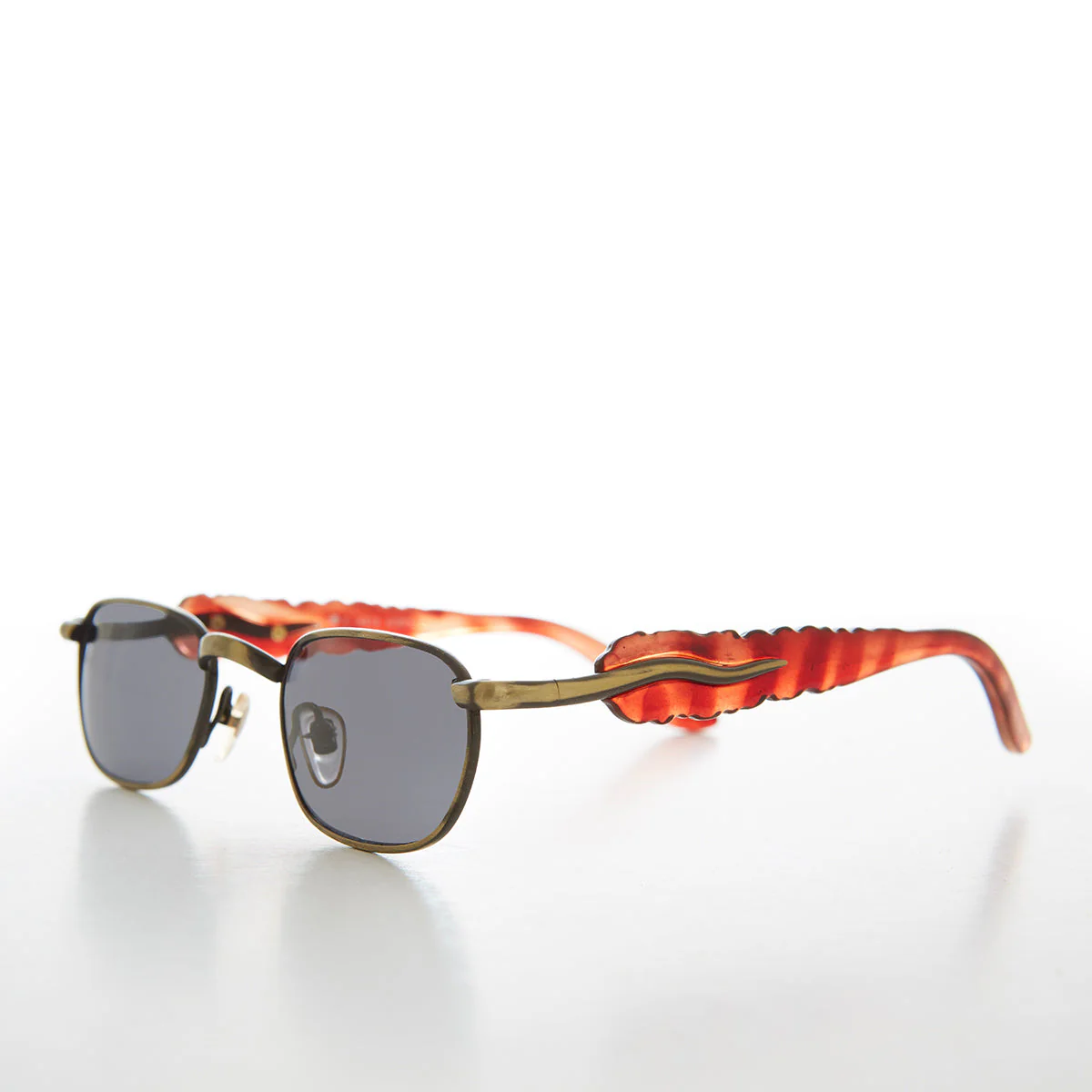 90s Unique Rectangular Vintage Sunglasses - Rusty - Image 3