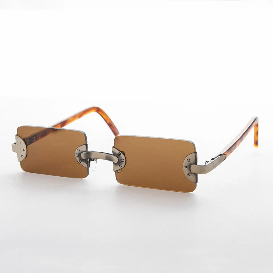 90s Vintage Rare Rectangle Rimless Punk Goth Sunglass - Rebel 2 - Image 3