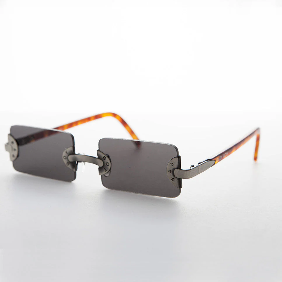 90s Vintage Rectangle Rimless Punk Goth Sunglass - Rebel 1