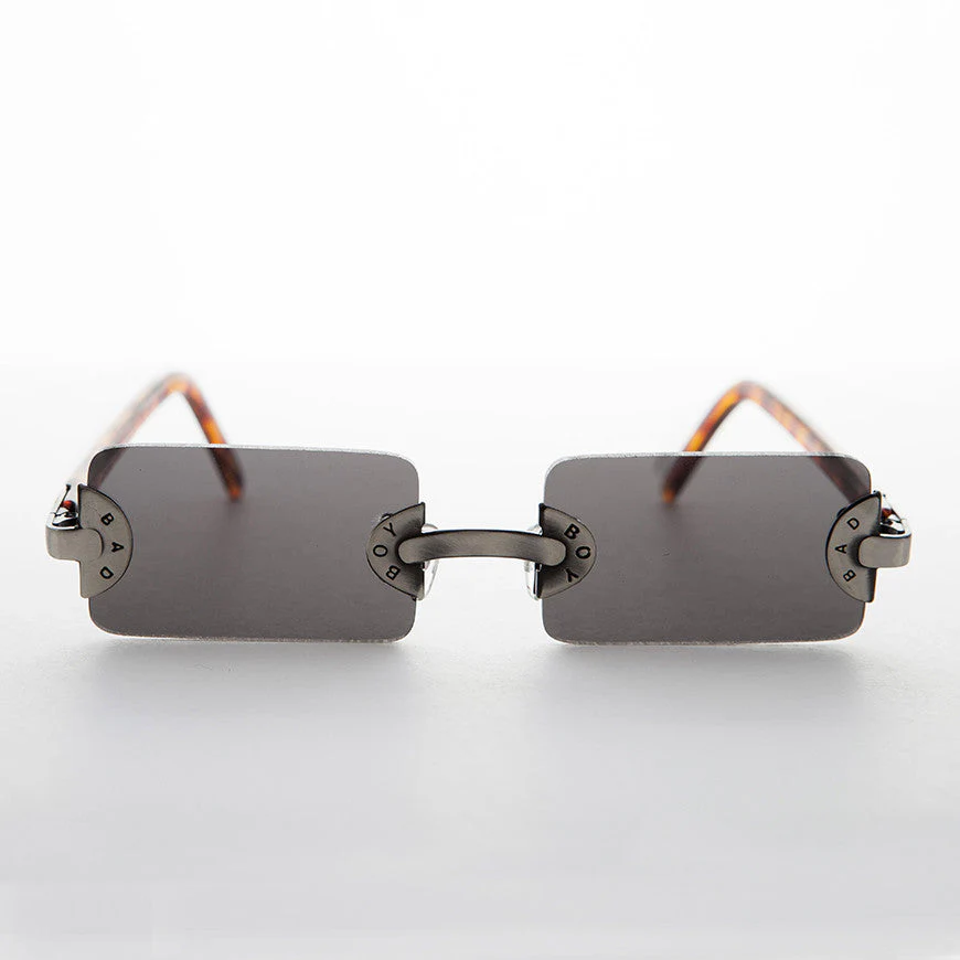 90s Vintage Rectangle Rimless Punk Goth Sunglass - Rebel 1 - Image 2