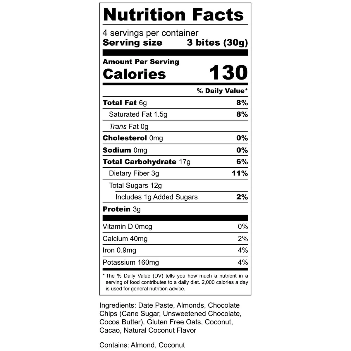 AMG Snacks Chocolate Coconut Energy Bites Pack - 6 Packs x 4 oz case - Image 3