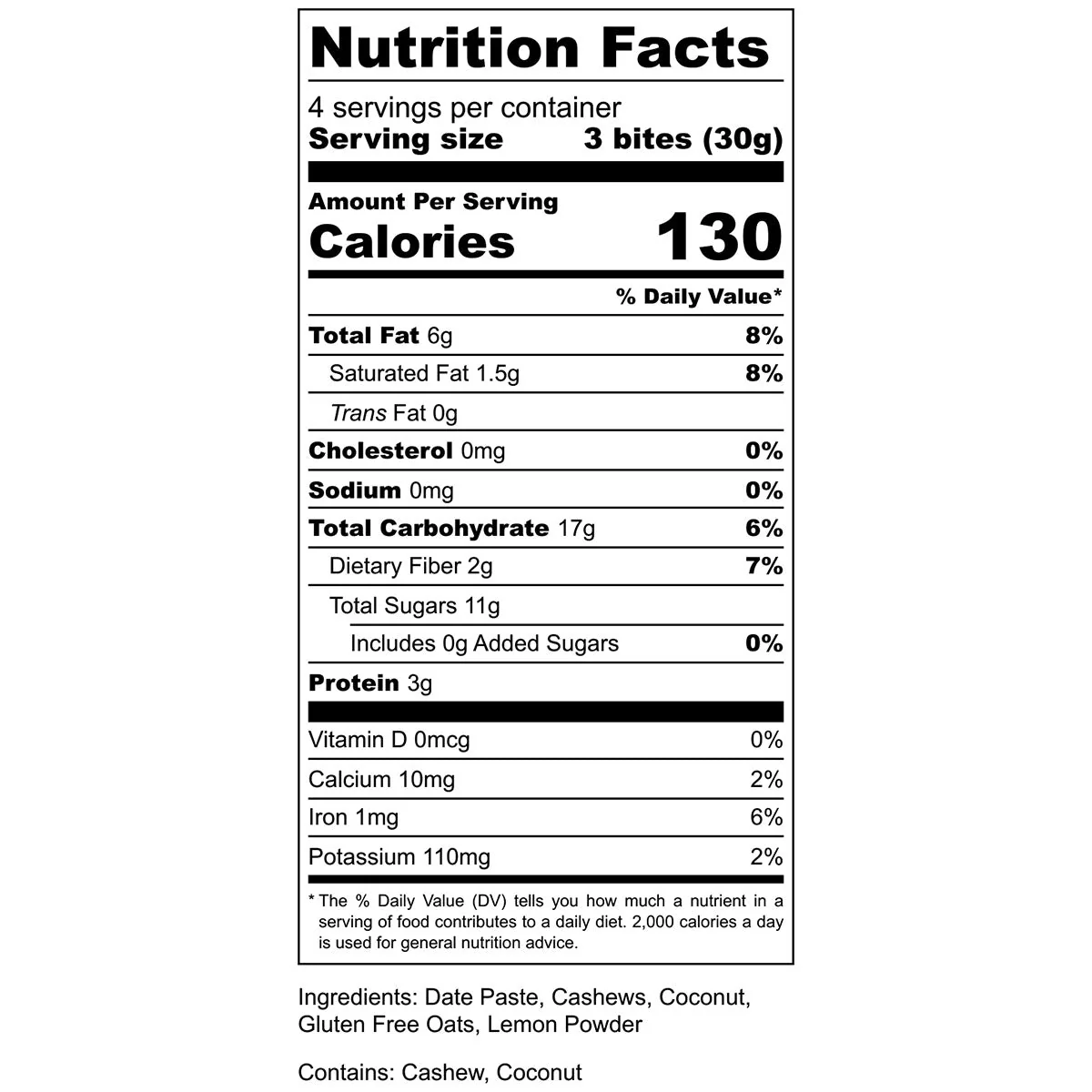 AMG Snacks Lemon Coconut Energy Bites Pack - 6 Packs x 4 oz case - Image 3