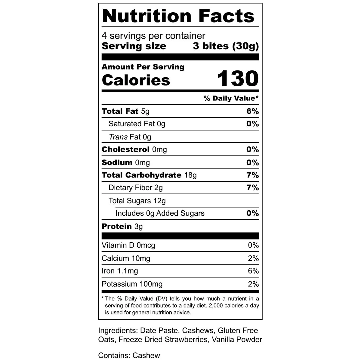 AMG Snacks Strawberry Vanilla Energy Bites Pack - 6 Packs x 4 oz case - Image 3