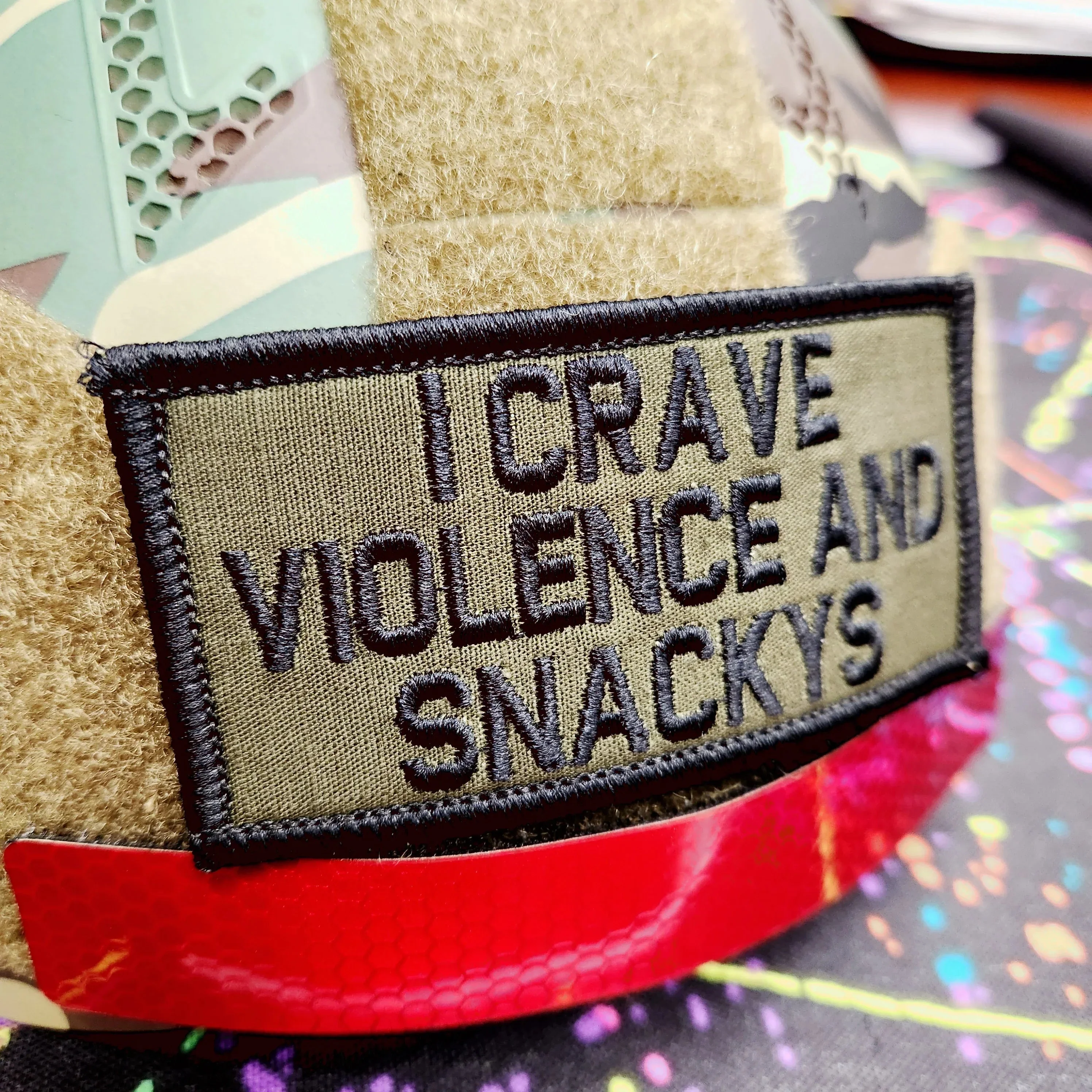 As Seen on Socials - I Crave Violence and Snackys - 2x4 Patch - Multiple Variants