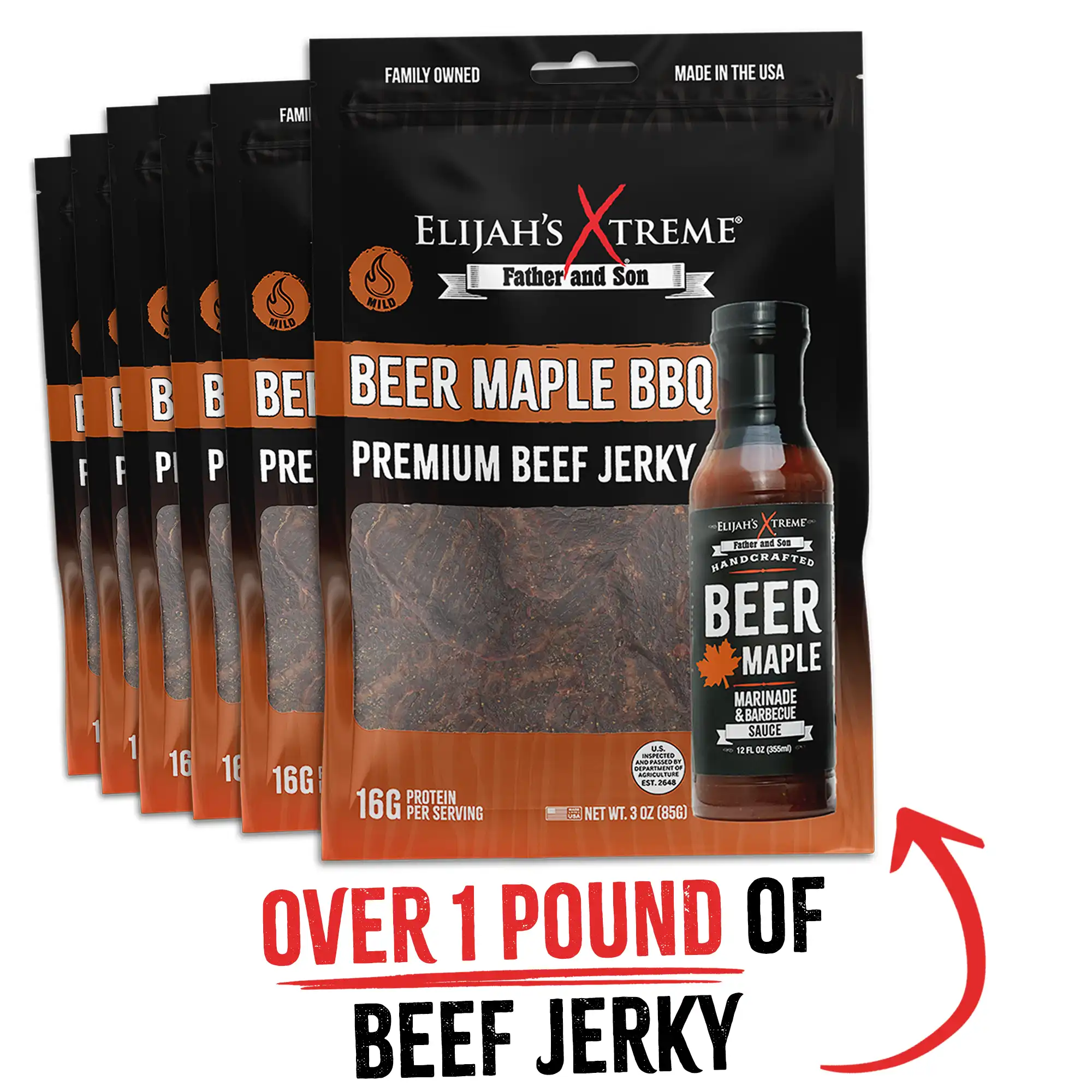 Beer Maple BBQ Beef Jerky - 6 bags (1lb) - Image 6