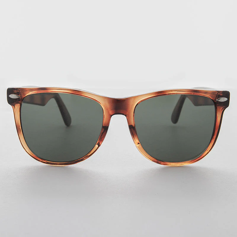 Classic Square Tortoise Vintage Sunglass with Glass Lens - Draper
