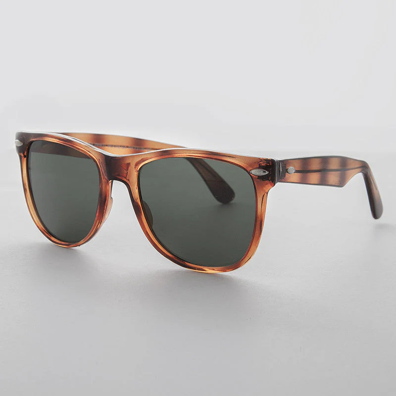 Classic Square Tortoise Vintage Sunglass with Glass Lens - Draper - Image 2
