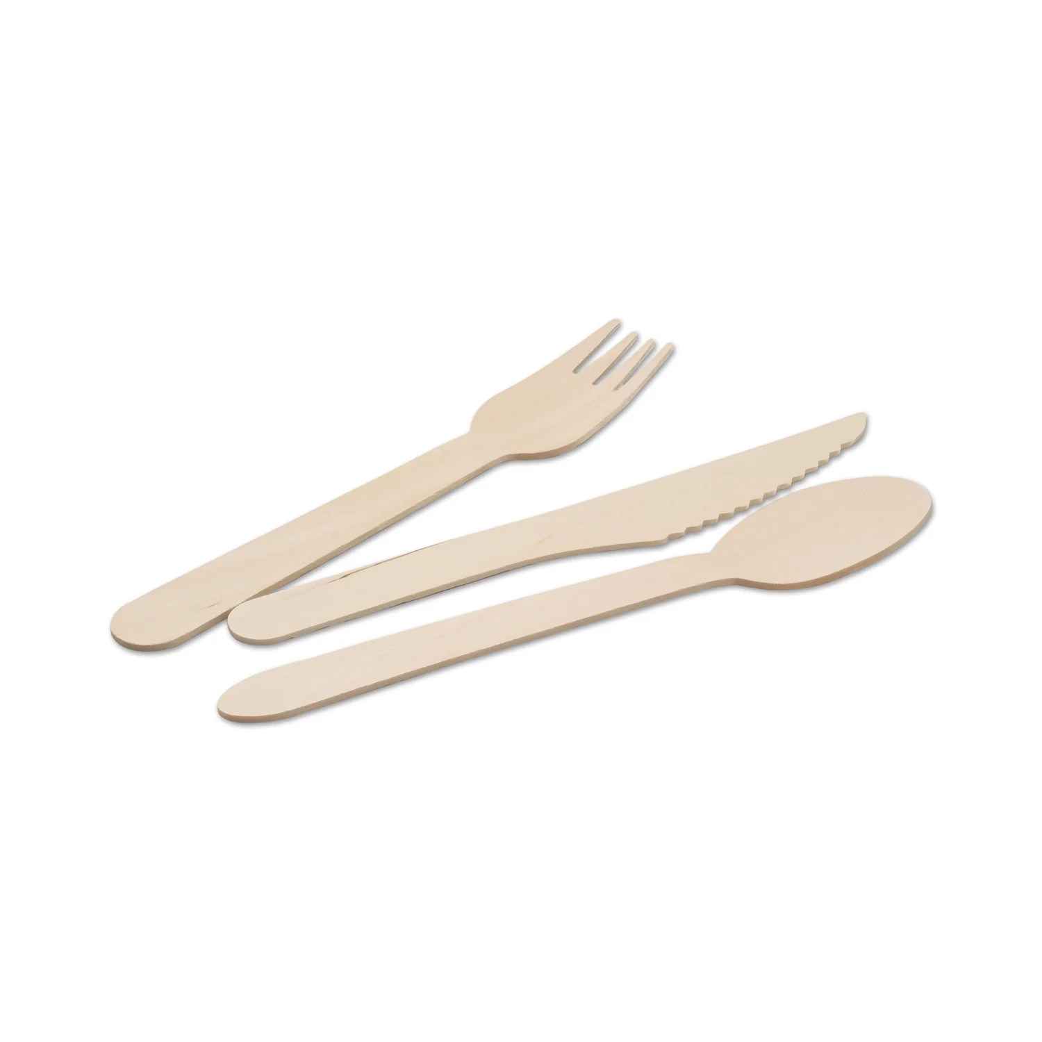 Birchwood Cutlery - Knife - Spoon and Fork In Eco-Friendly Brown Paper Wrapper- USA Made - Image 3