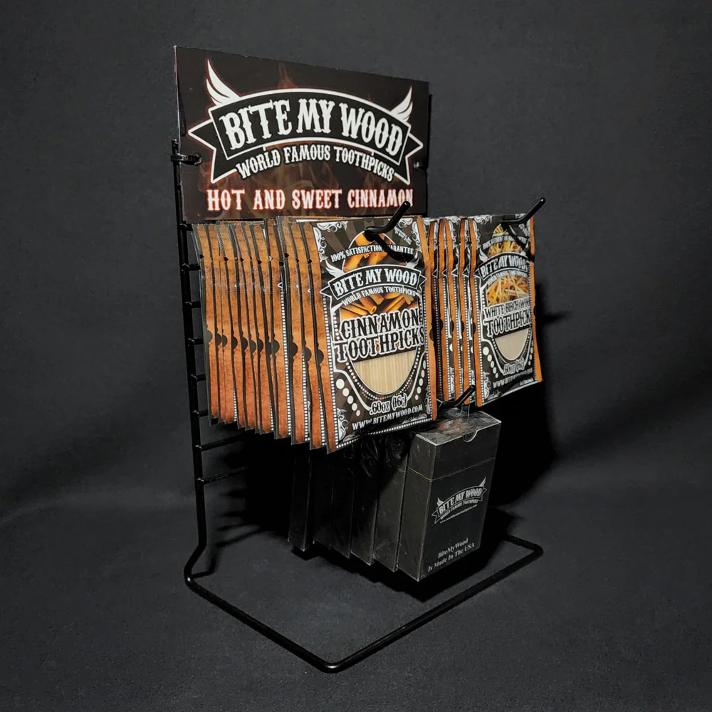 BiteMyWood 2 or 3 Hook Metal Store Display Stand With Custom Graphic Header - Image 4