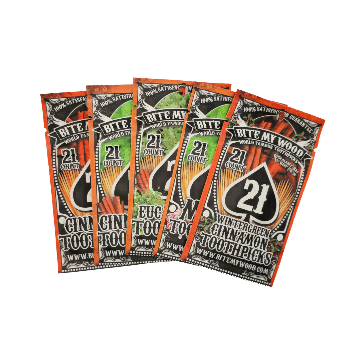 BiteMyWood Flavored Birchwood Toothpicks in Plastic Reusable Bag 21 qty 5 Flavors To Choose From - Image 16