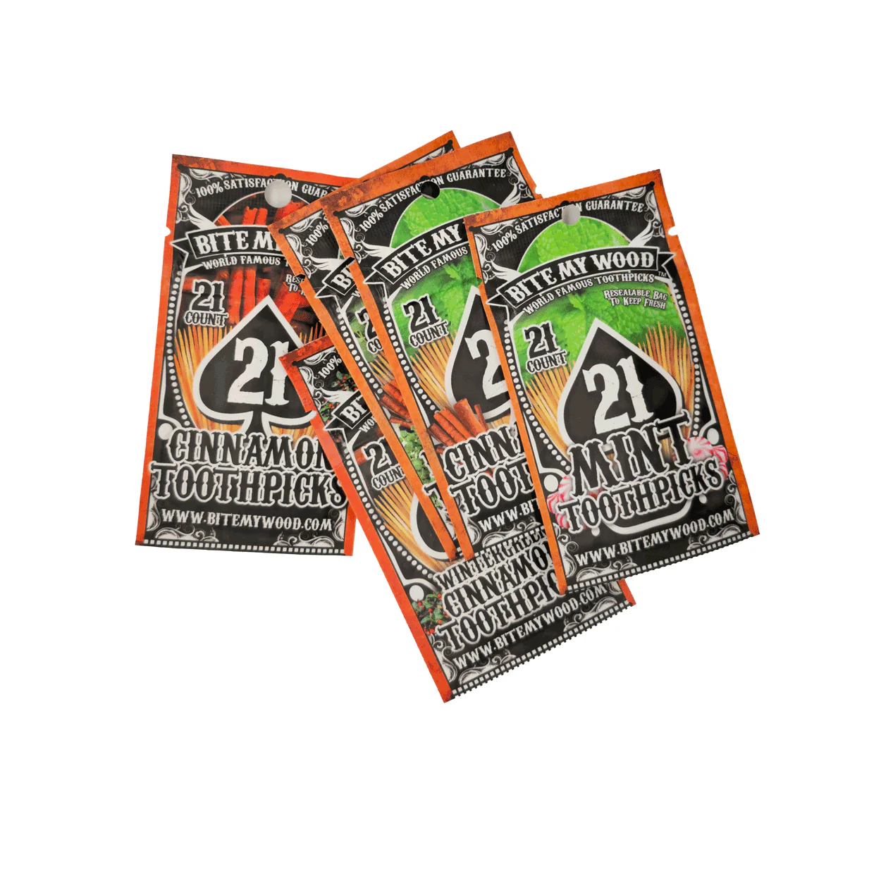 BiteMyWood Flavored Birchwood Toothpicks in Plastic Reusable Bag 21 qty 5 Flavors To Choose From - Image 18