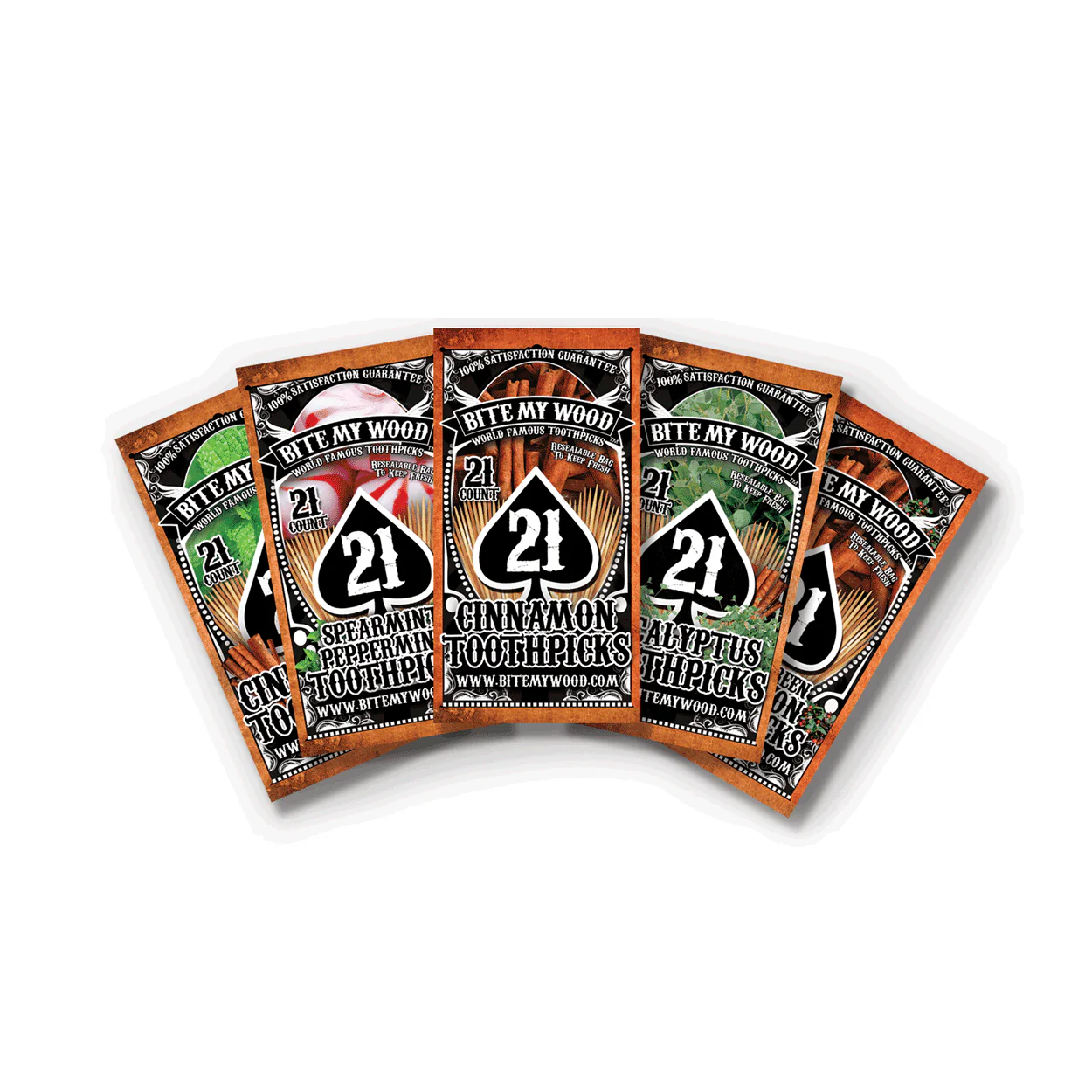 BiteMyWood Flavored Birchwood Toothpicks in Plastic Reusable Bag 21 qty 5 Flavors To Choose From - Image 3