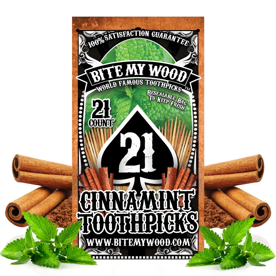 BiteMyWood Flavored Birchwood Toothpicks in Plastic Reusable Bag 21 qty 5 Flavors To Choose From - Image 6