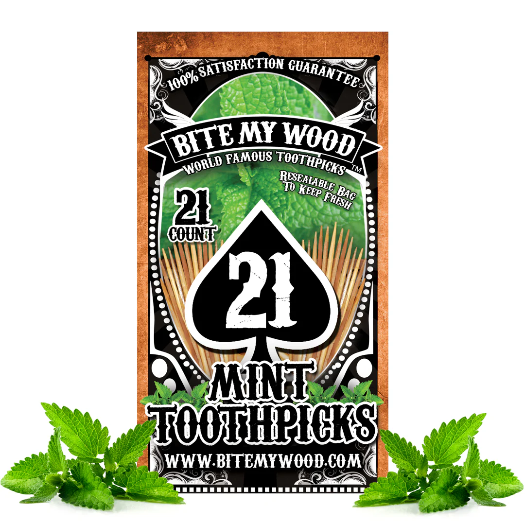 BiteMyWood Flavored Birchwood Toothpicks in Plastic Reusable Bag 21 qty 5 Flavors To Choose From - Image 8