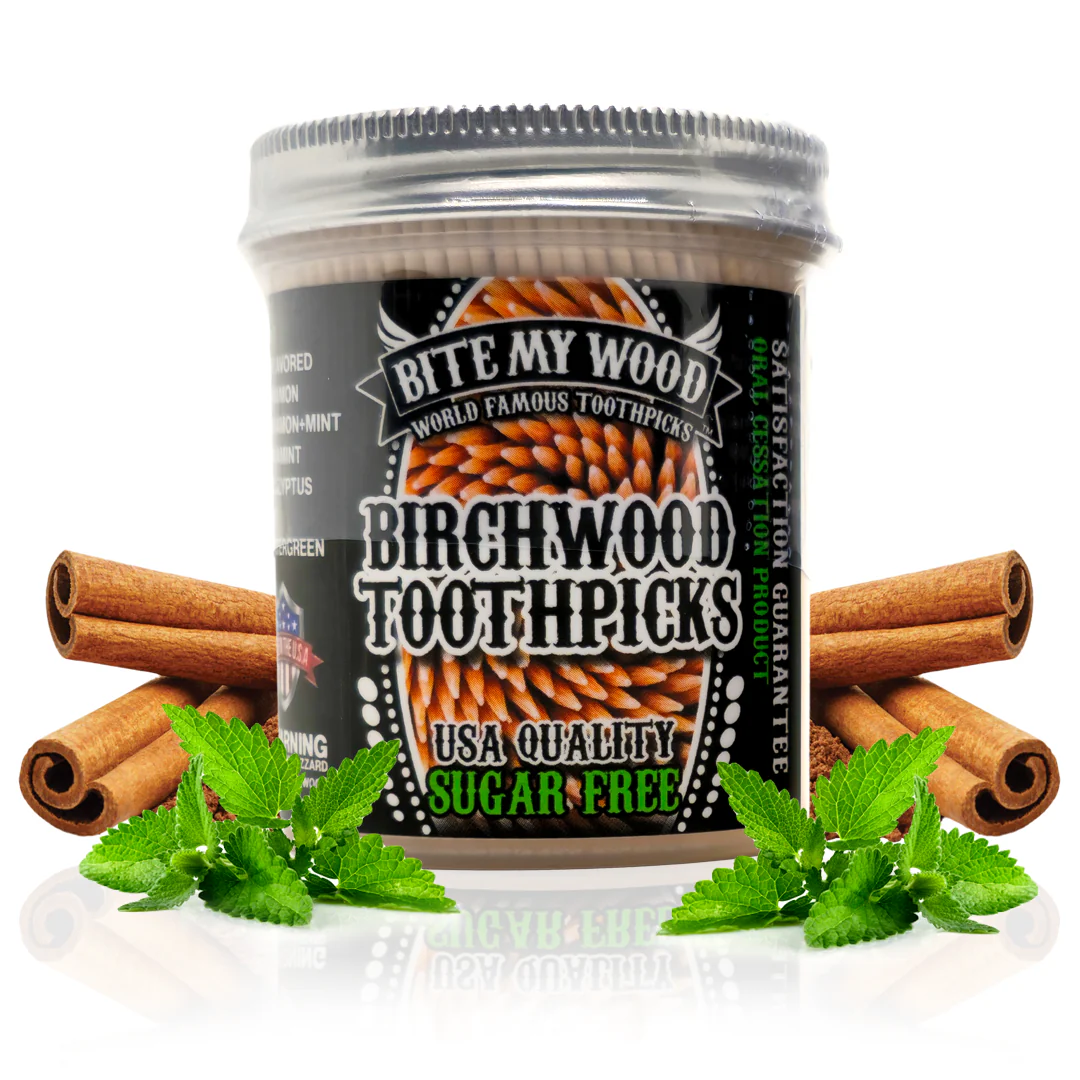 450 Qty BiteMyWood Flavored Birchwood Toothpicks in Plastic Jars - Image 3