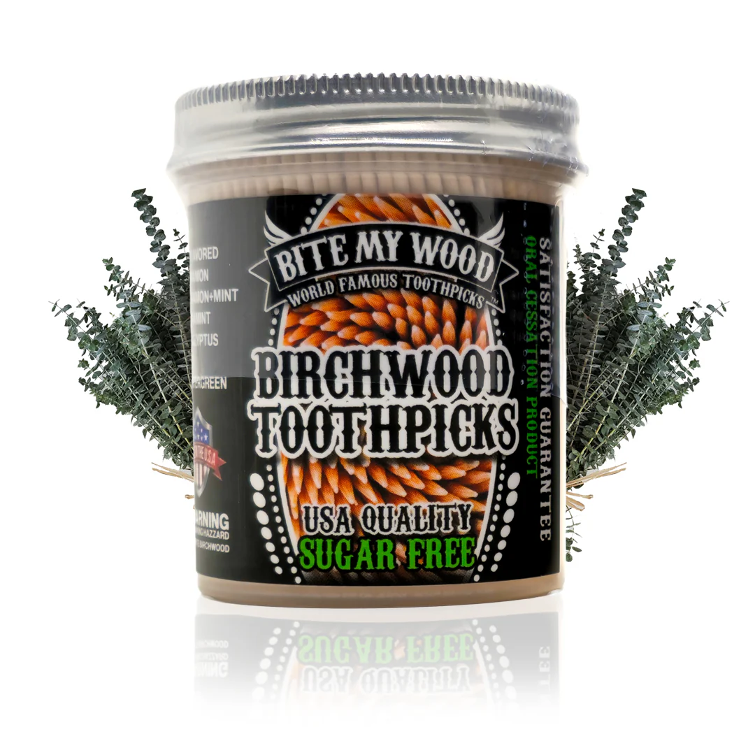 450 Qty BiteMyWood Flavored Birchwood Toothpicks in Plastic Jars - Image 4