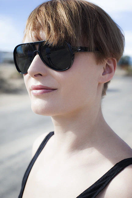 Black Aviator Sunglass with Glass Lenses - Agent Six - Image 3