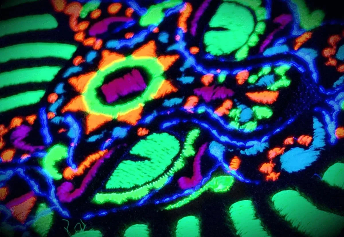 Blacklight Cat Velvet Patch - Amp Up Your Wardrobe with an Trippy, Eye-Catching Fluorescent Thread Magic - Image 5