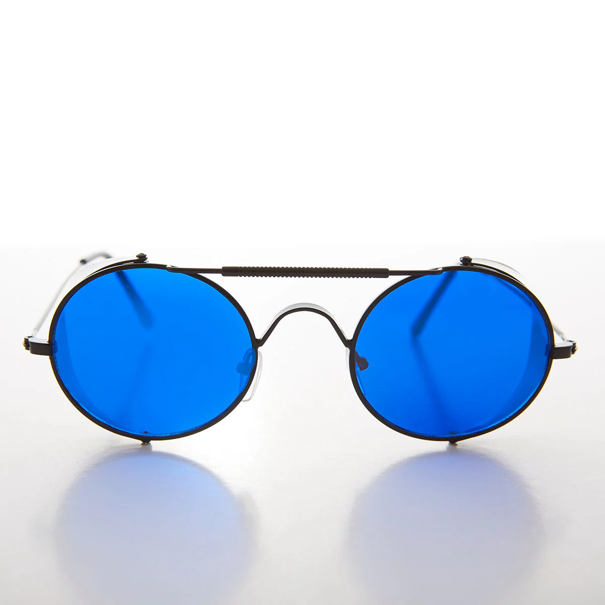 Blue Lens Steampunk Sunglass with Folding Side Shields - Bram 1 - Image 2