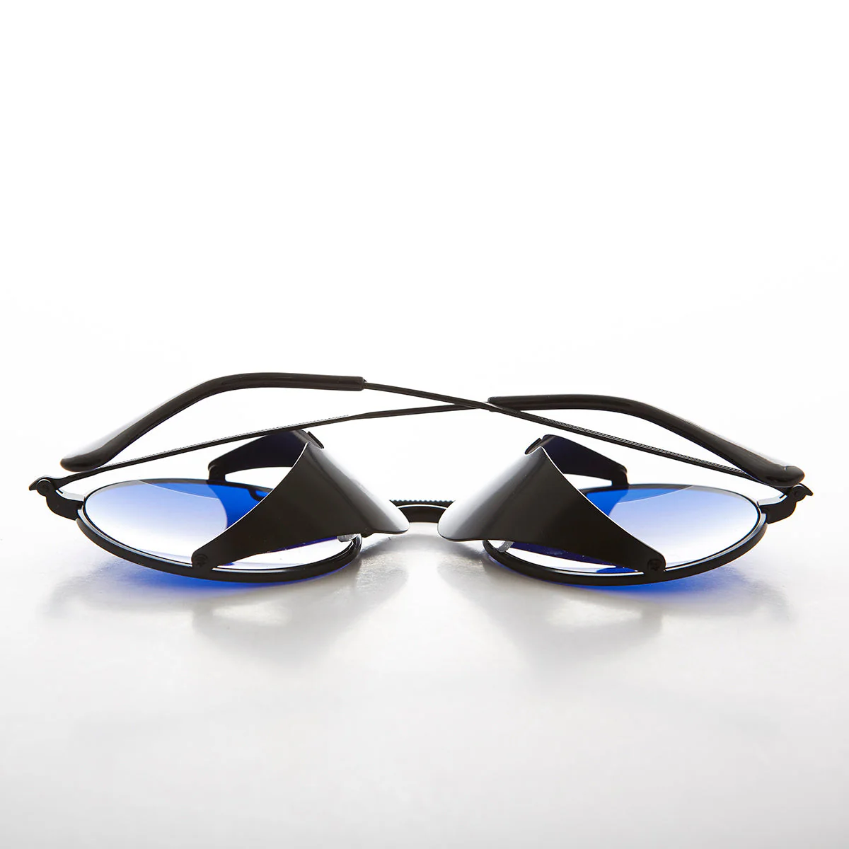 Blue Lens Steampunk Sunglass with Folding Side Shields - Bram 1 - Image 3