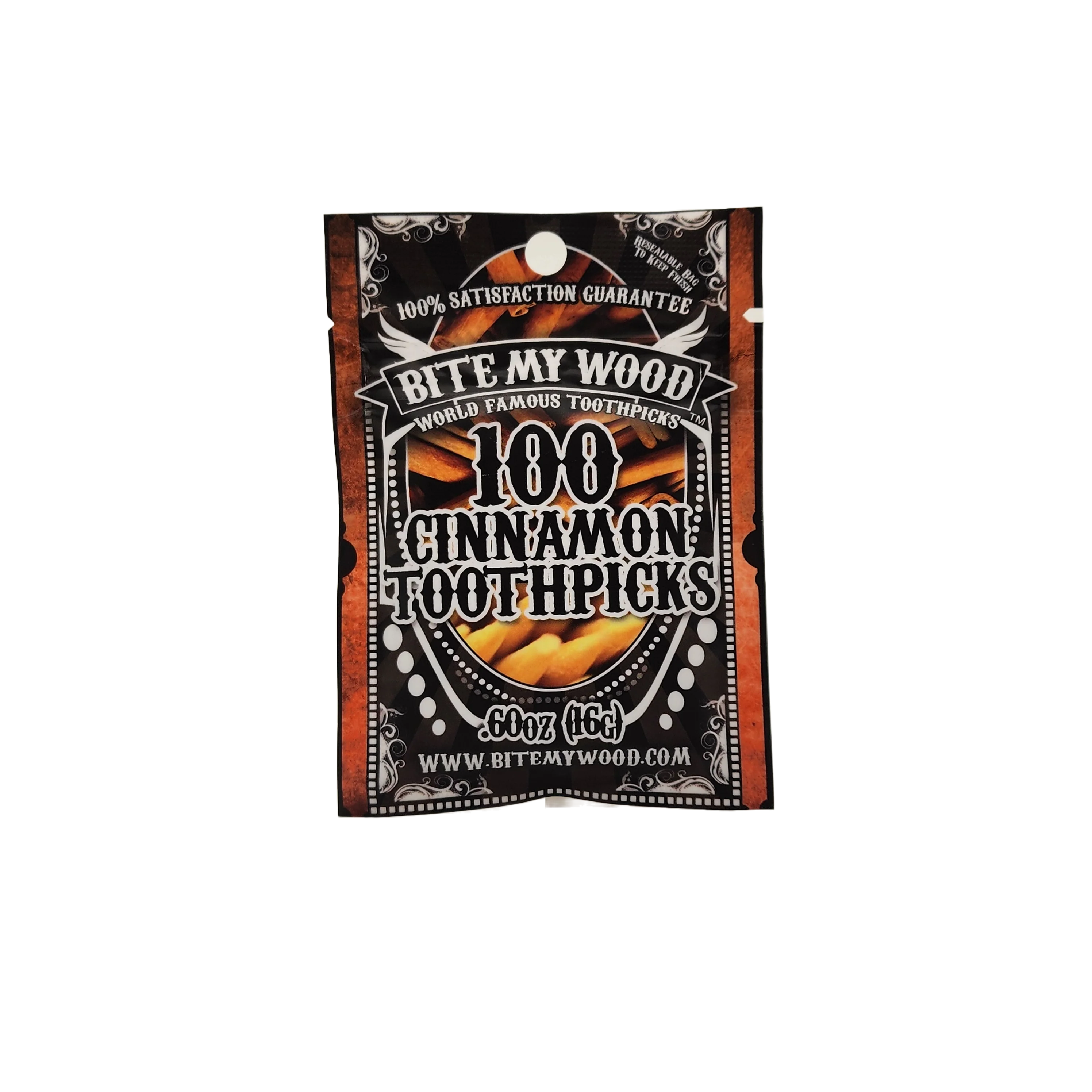BiteMyWood Cinnamon Flavored Birchwood Toothpicks in Plastic Reusable Bag 100 qty - Image 3
