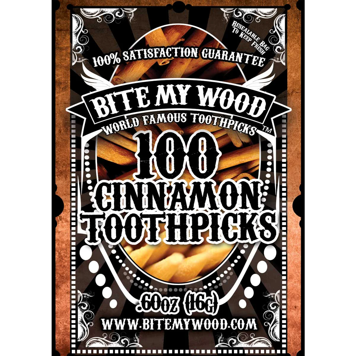 BiteMyWood Cinnamon Flavored Birchwood Toothpicks in Plastic Reusable Bag 100 qty - Image 5