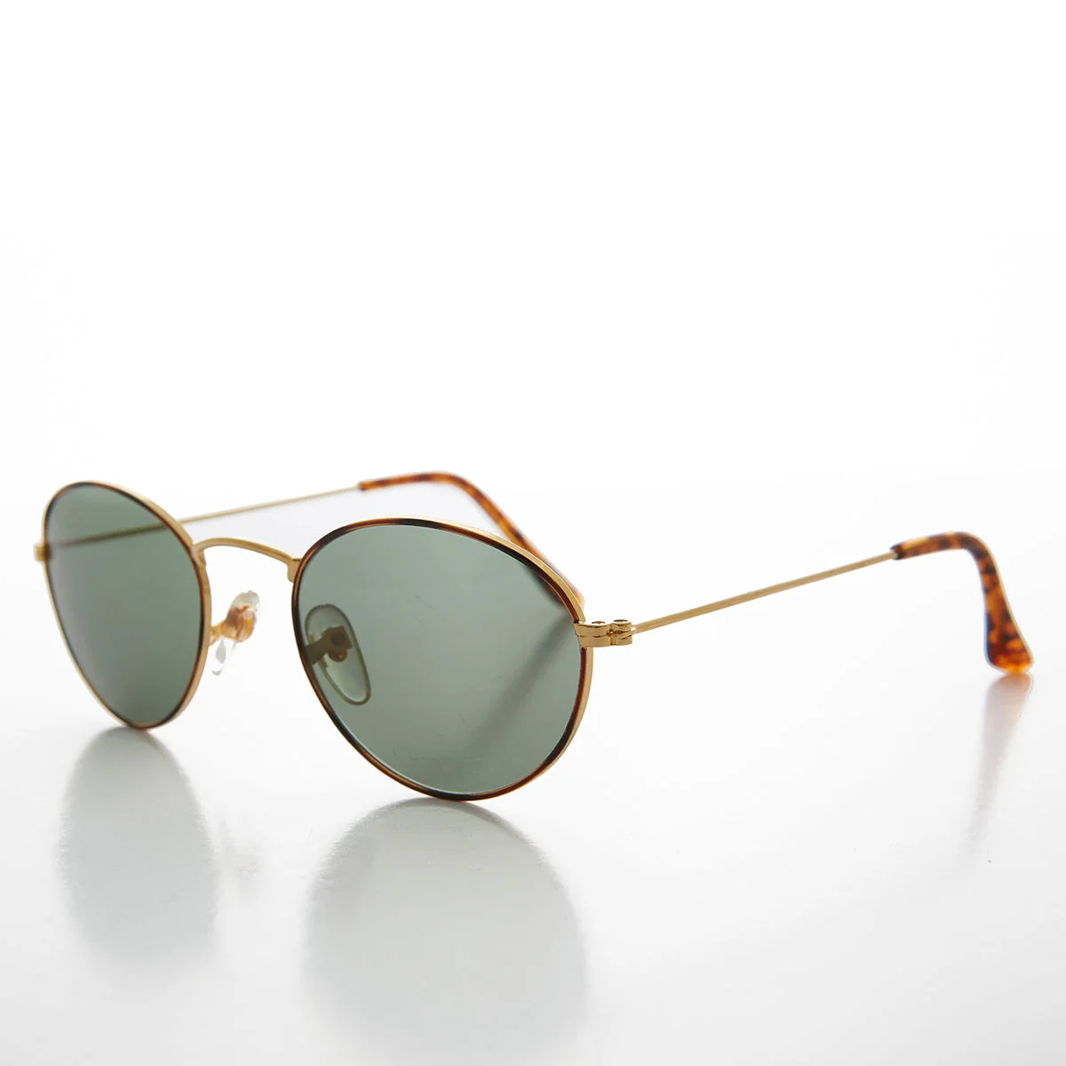 Classic Gold and Tortoise Vintage Sunglass with Glass Lens - Dove - Image 2