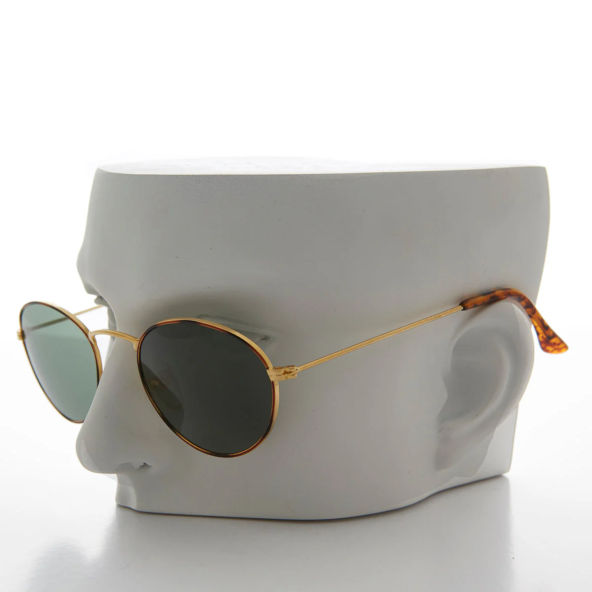 Classic Gold and Tortoise Vintage Sunglass with Glass Lens - Dove - Image 4