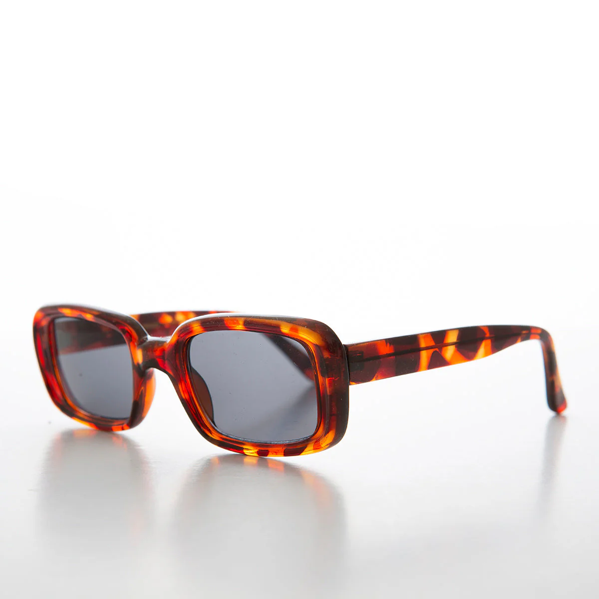 Classic Rectangle Retro Mod Sunglasses - Moss - Image 2