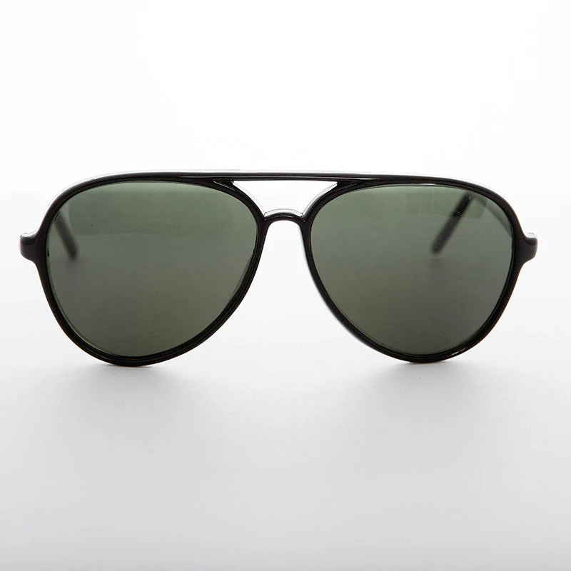 Classic Vintage Aviator Sunglass with Glass Lens - Air Boss - Image 3