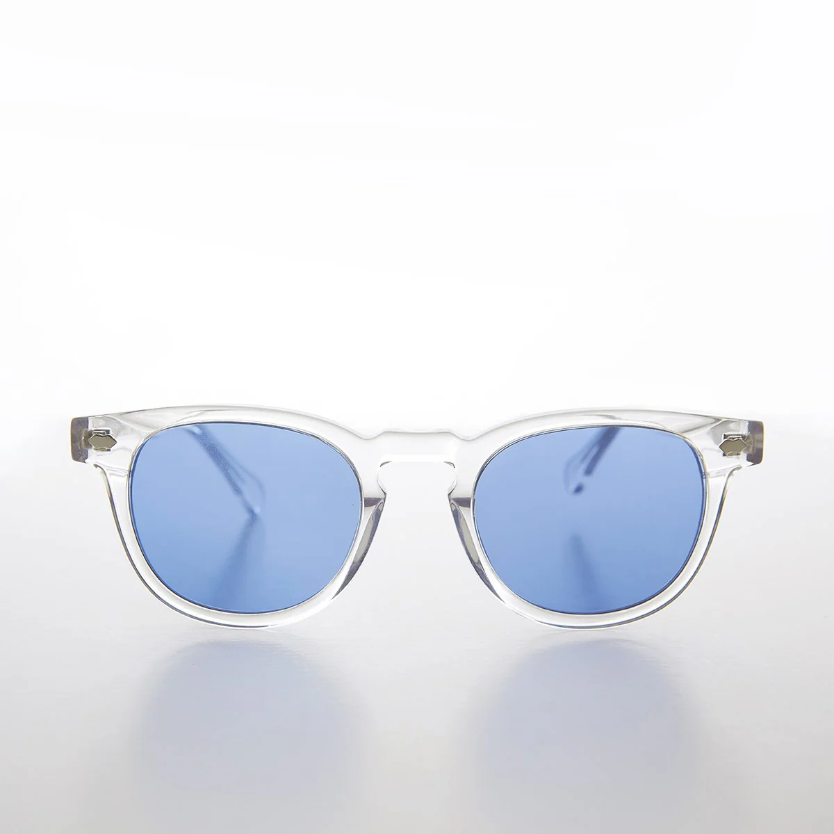 Clear Acetate Square Sunglass with Colored Lenses - Benson