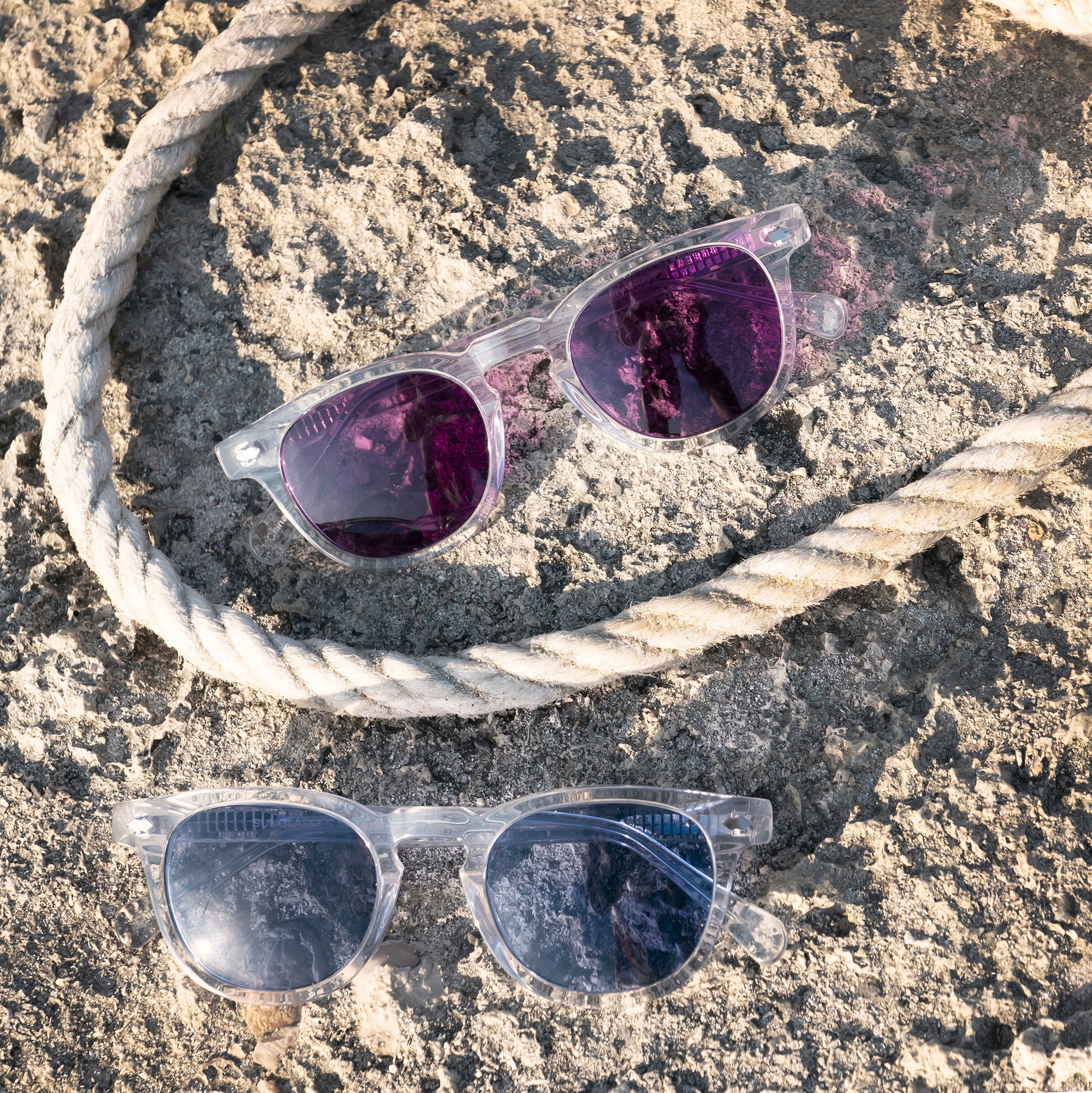 Clear Acetate Square Sunglass with Colored Lenses - Benson - Image 3