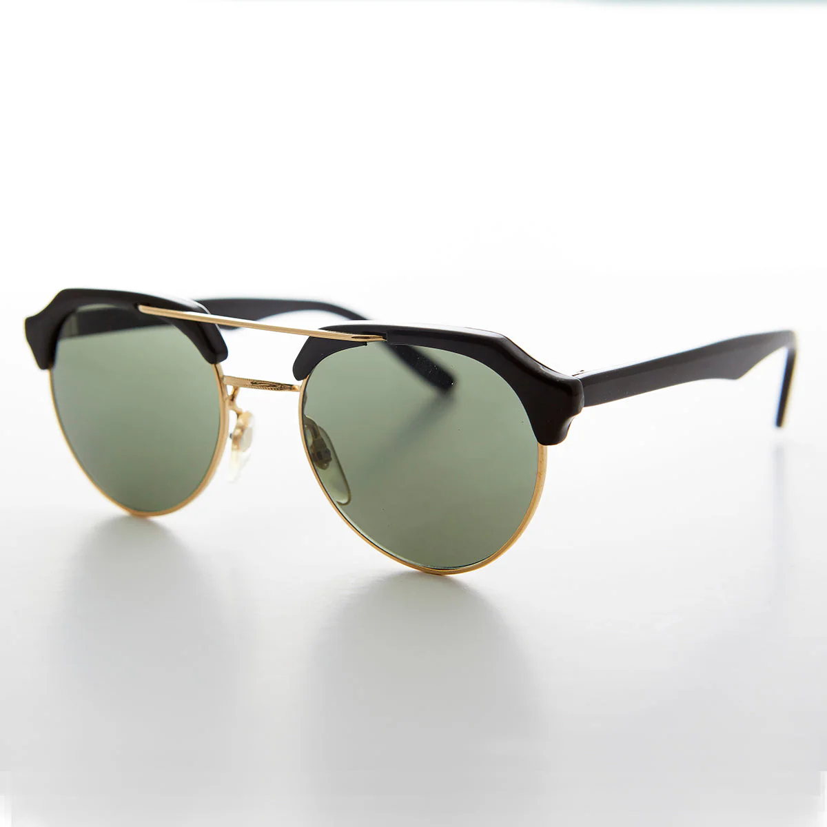 Cross Brow Bar Horn Rim Vintage Sunglass - Frederick - Image 2