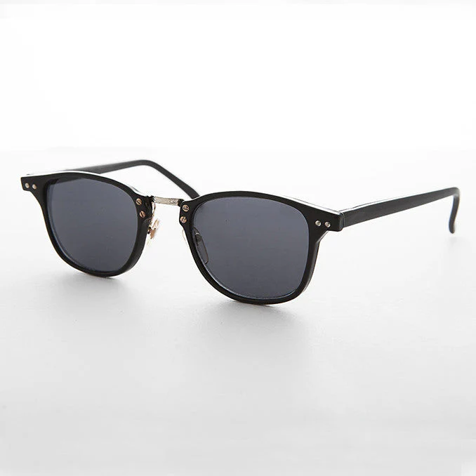 Dapper Thin Horn Rim Black Indie Vintage Sunglass - Oliver 1 - Image 2