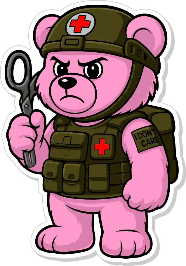 Dead Inside Bear - IDFC BEARS - 3.75" Sticker - Pink - Image 2