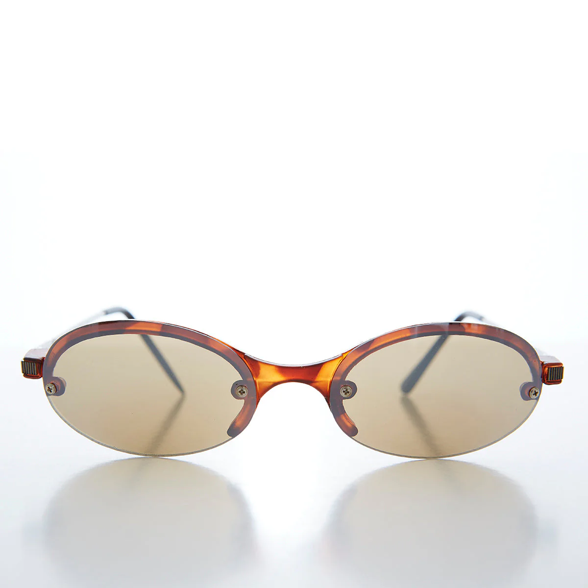 Edgy Sporty Oval Rimless Vintage 90s Sunglass - Galen