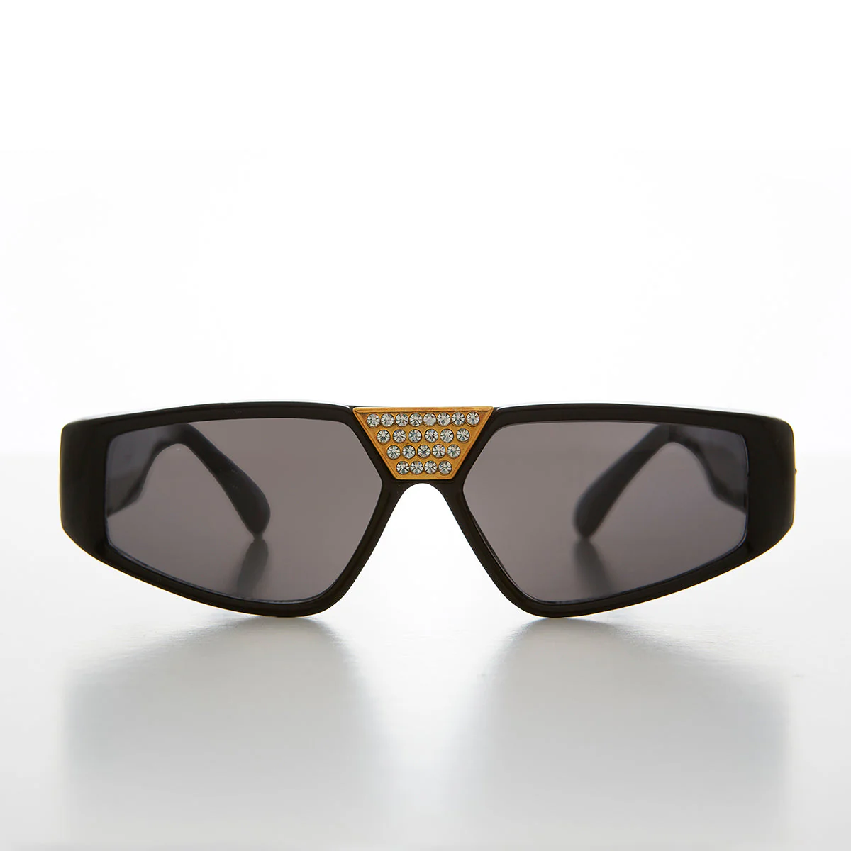 Flat Top Vintage Sunglass with Rhinestone Bridge - Wiz - Image 3