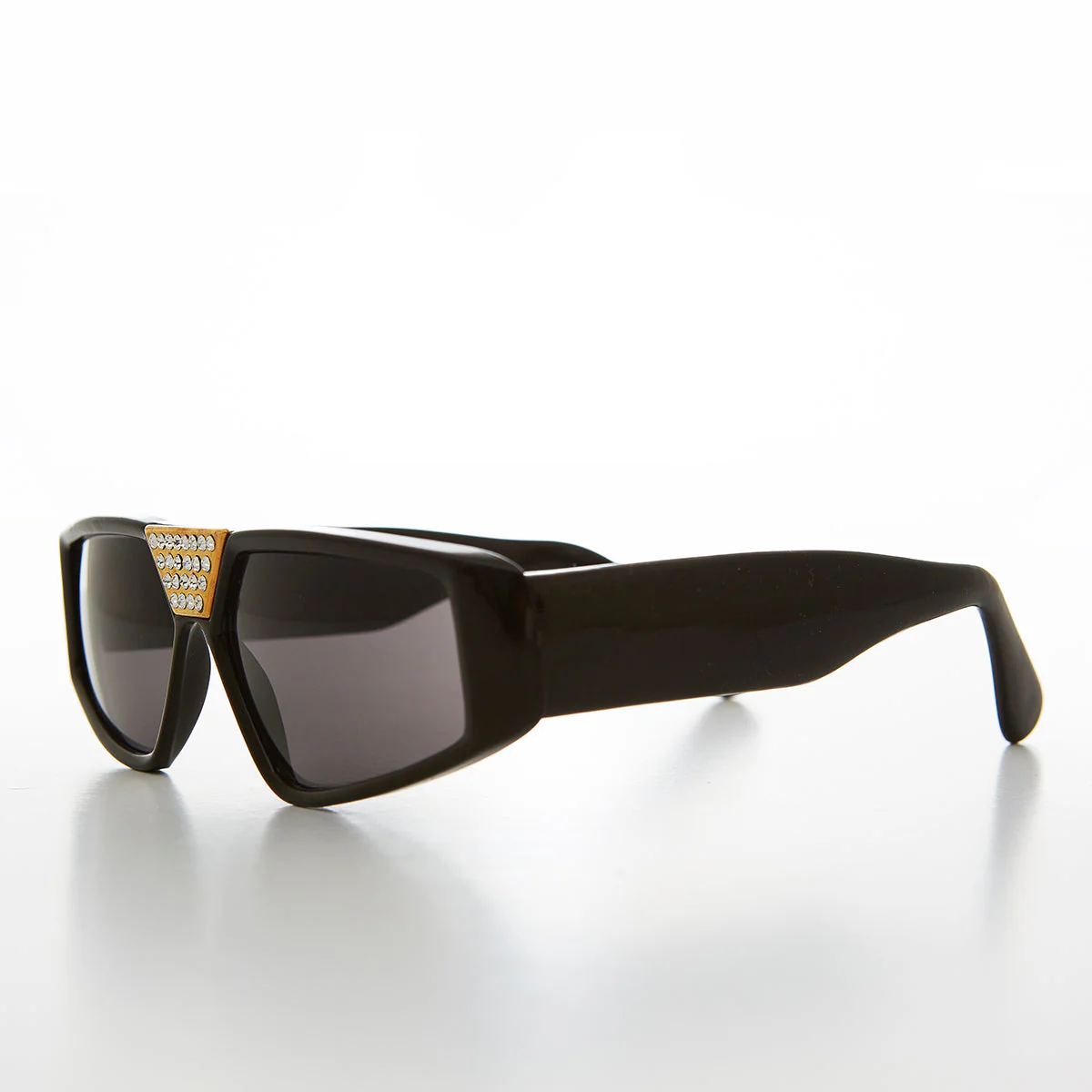 Flat Top Vintage Sunglass with Rhinestone Bridge - Wiz - Image 4