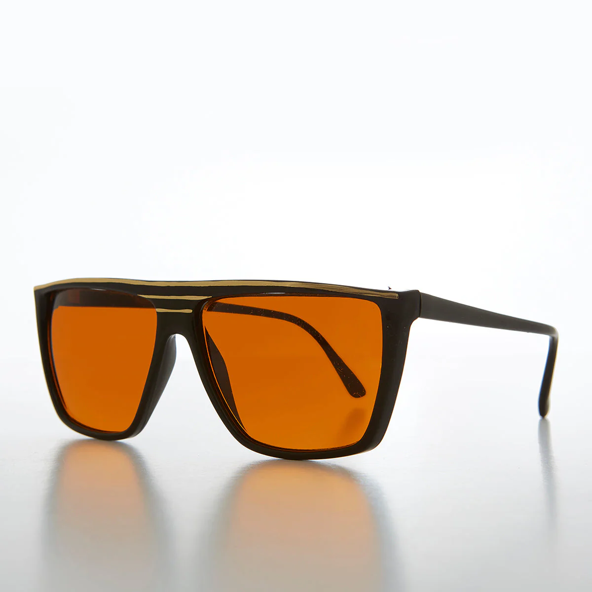 Flat Top Vintage Sunglass with Orange Lenses - Thelda - Image 2