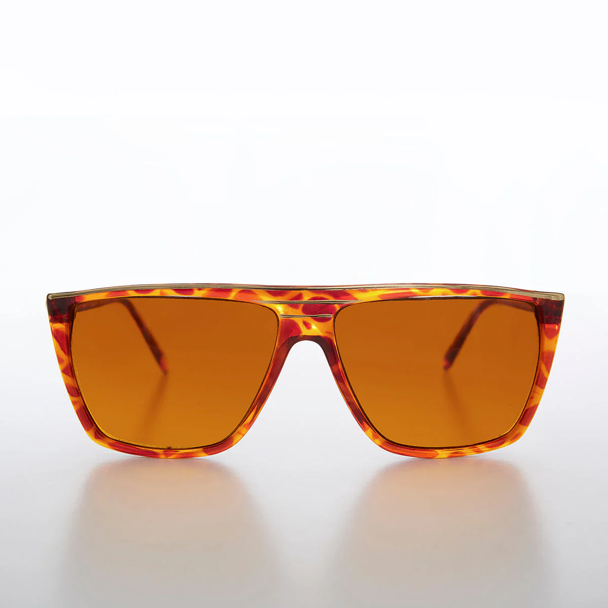 Flat Top Vintage Sunglass with Orange Lenses - Thelda - Image 3