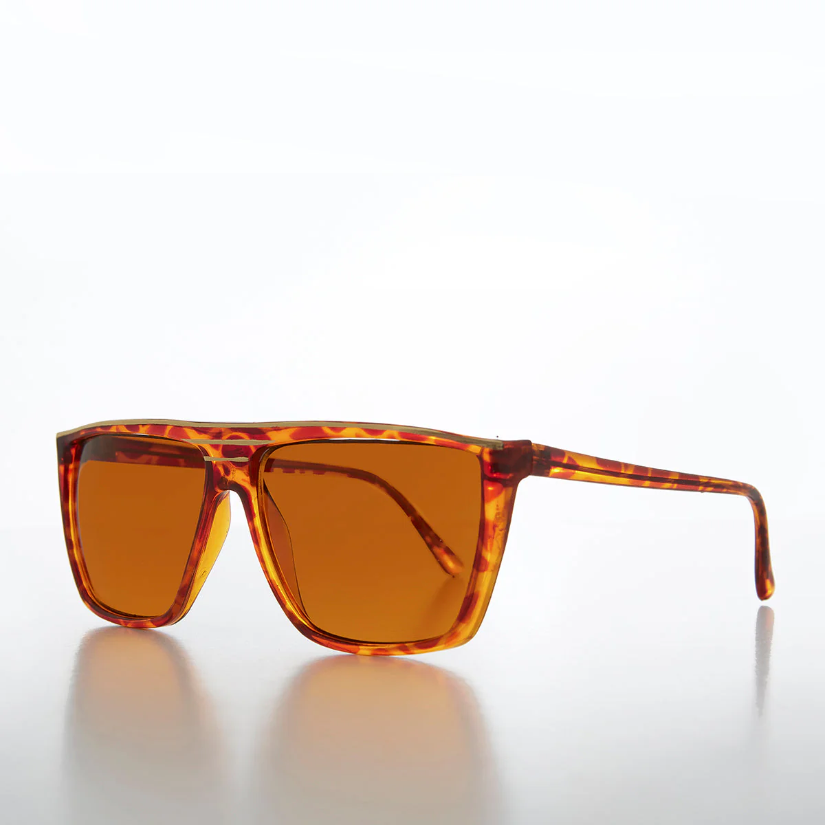 Flat Top Vintage Sunglass with Orange Lenses - Thelda - Image 4